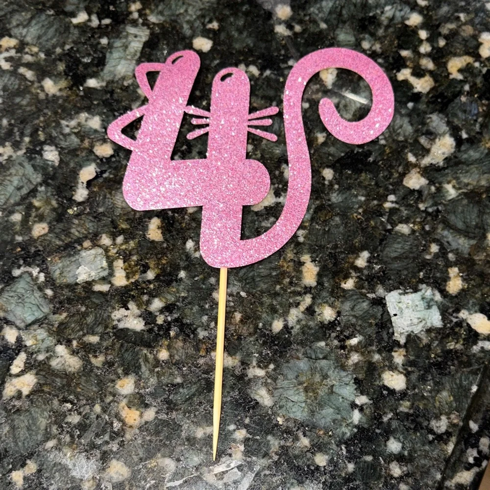 Sparkling Pink Number 4 Gabby’s Dollhouse Cake Topper